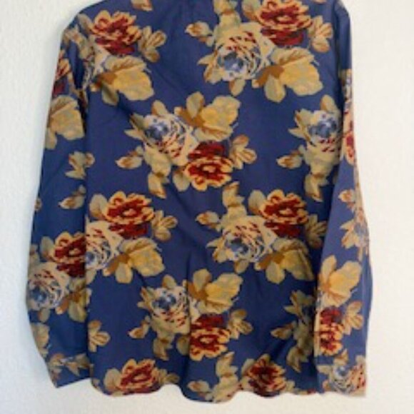 Vintage late 90s Liz Claiborne Lizwear floral blue and brown button down top - Picture 4 of 5